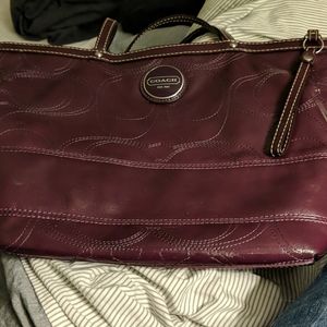 Purple Paten Leather Coach Handbag (damaged)